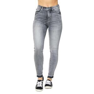 Judy Blue High Rise Tummy Control Release Hem Grey Denim Skinny Jeans Size 30